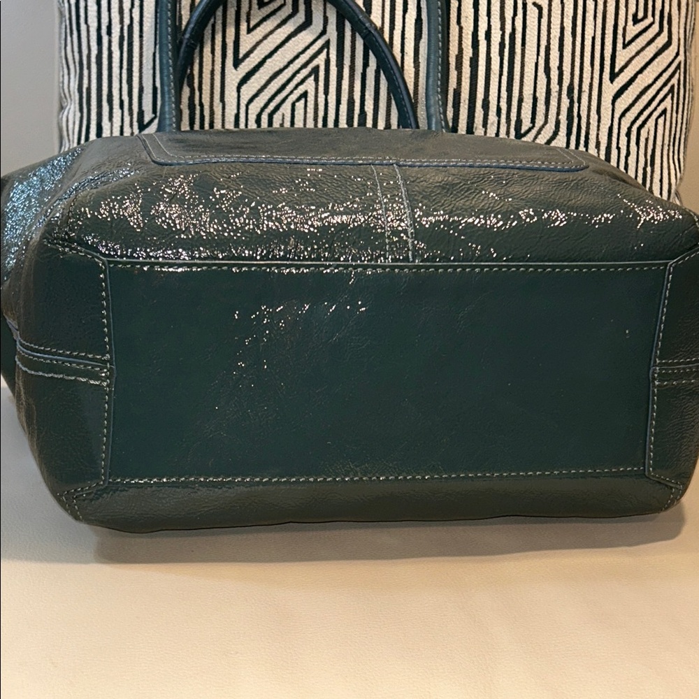 Coach Bleeker Teal Italian Cracked Leather Tote - Picture 11 of 17